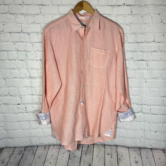 Tommy Bahama Other - Tommy Bahama Jeans Island Crafted Red Striped Linen Blend  Button Down Shirt M